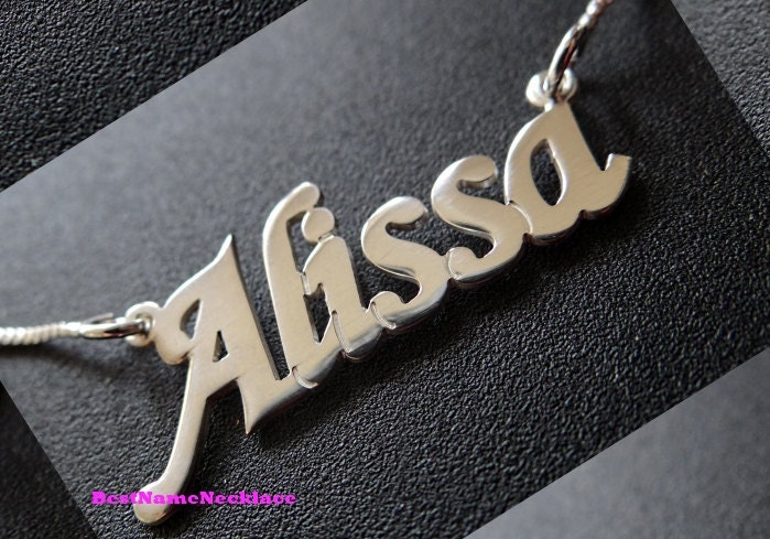 Best Quality Name Necklace-Double Thick Silver--Elegant Name Necklace with Any Name up to 13 Letters,