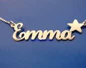 Name Necklace with star, sterling 925 silver,any name upto 7 letters, chain included, perfect gift