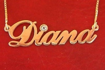 14k Gold-Plated Double Thick Silver Name Necklaces, up to 10 letters, chain included, any name of your choice