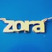 all lower case verdana name necklace, double thick nameplate, 14k yellow or white gold. chain included, personalize it with any name