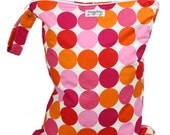 LARGE Wet Bag with Zipper and Waterproof Lining - Sorbet Dot - FAST SHIPPING