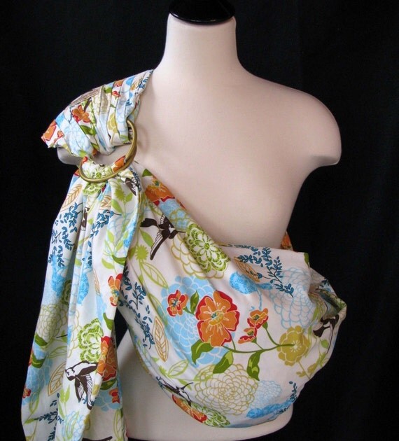 Baby Sling Ring Sling Baby Carrier - Botanical Garden - Instructional DVD Included - FAST SHIPPING