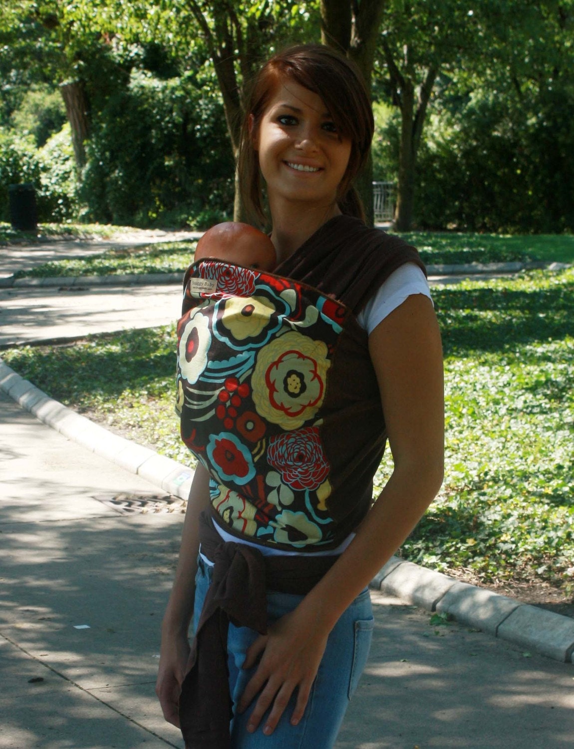 Espresso Blossom Baby Wrap Sling Carrier - FAST SHIPPING