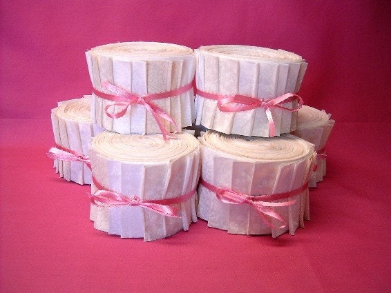 Vanilla Cream White Jelly Roll Quilt fabric strips  by SEW FUN QUILTS - Time Saver Quilt Kit