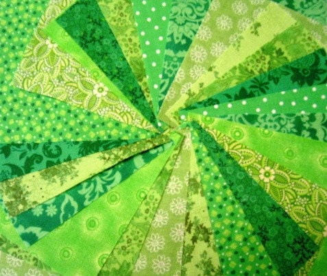 Lime Green Fabric Squares -  Quilt Charm Squares by SEW FUN QUILTS Time Saver Quilt Kit -