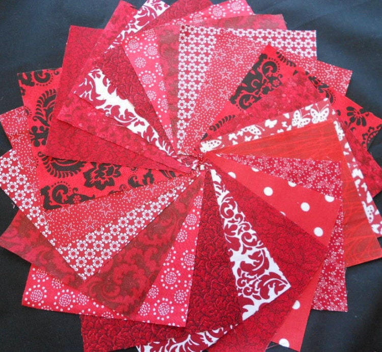 Red Quilt Fabric Squares - Quilt Charm Squares - SEW FUN QUILTS Time Saver Quilt Kit -
