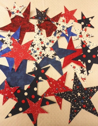 Patriotic Stars Iron on Fabric Appliques - Red White Blue
