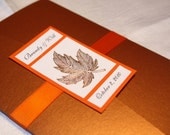 Copper Embossed Leaf Fall Wedding Invitation