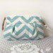 Chevron Wristlet/ Pouch/ Clutch// Nautical stripe //Seafoam color--MADE TO ORDER--