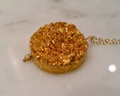 Chalcedony Quartz Drusy Necklace Dipped in Gold