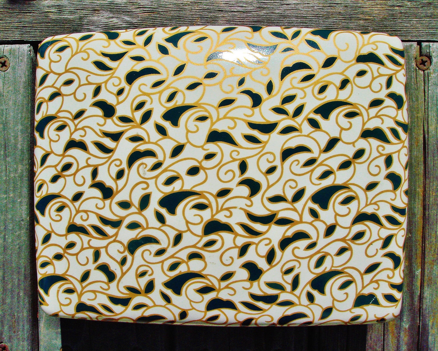 Royal Vintage Painted Enamel Ceramic Teal and Gold Jewelry Treasure Box