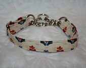 Dog Collar 3\/4 inch martingale Waverly material and chain small