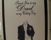 Thank You To My Dad on My Wedding Day Card  Black and Ivory Card  ECS