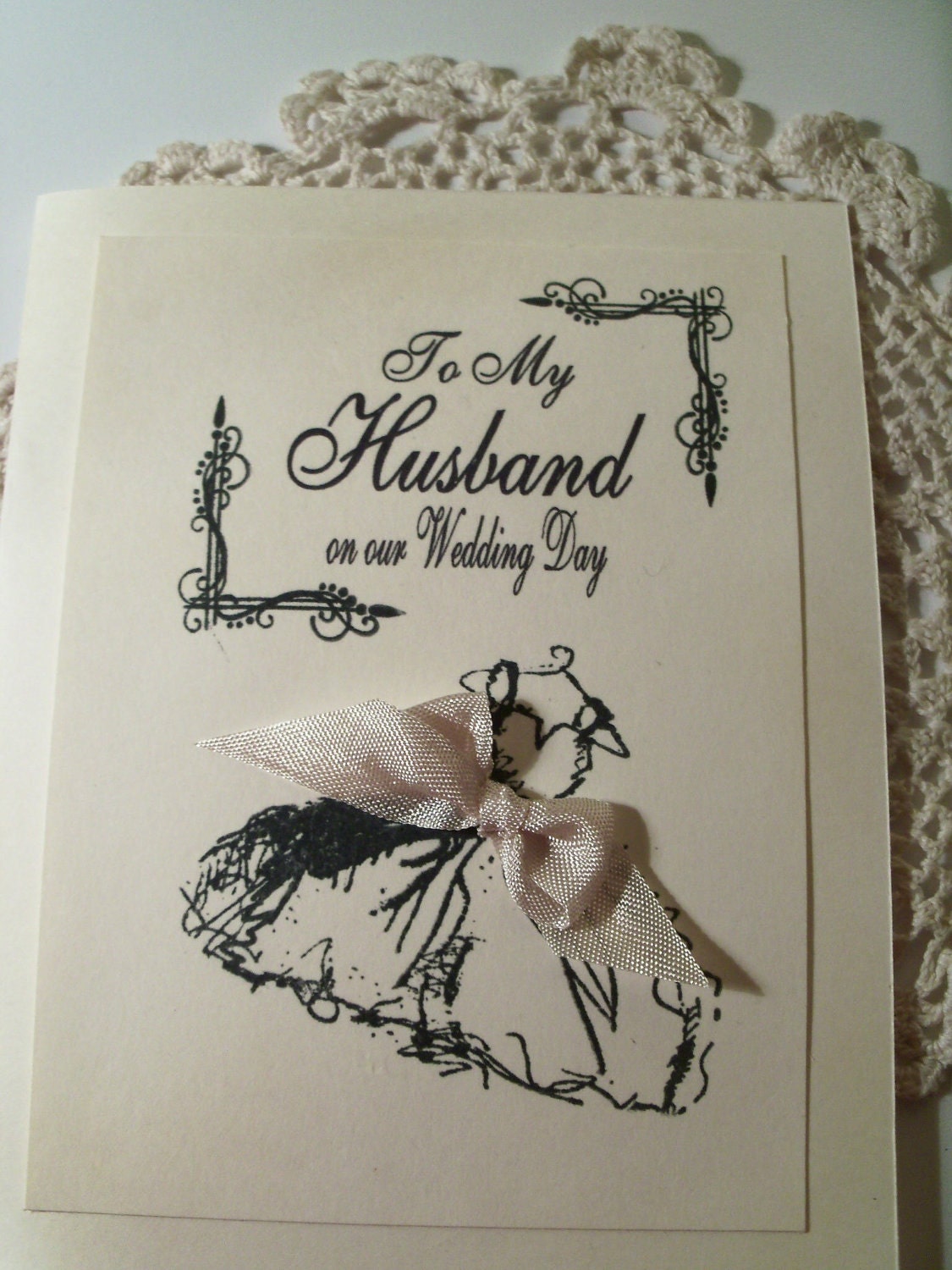 To My Husband on our Wedding Day.....Black and Ivory Card..... ECS