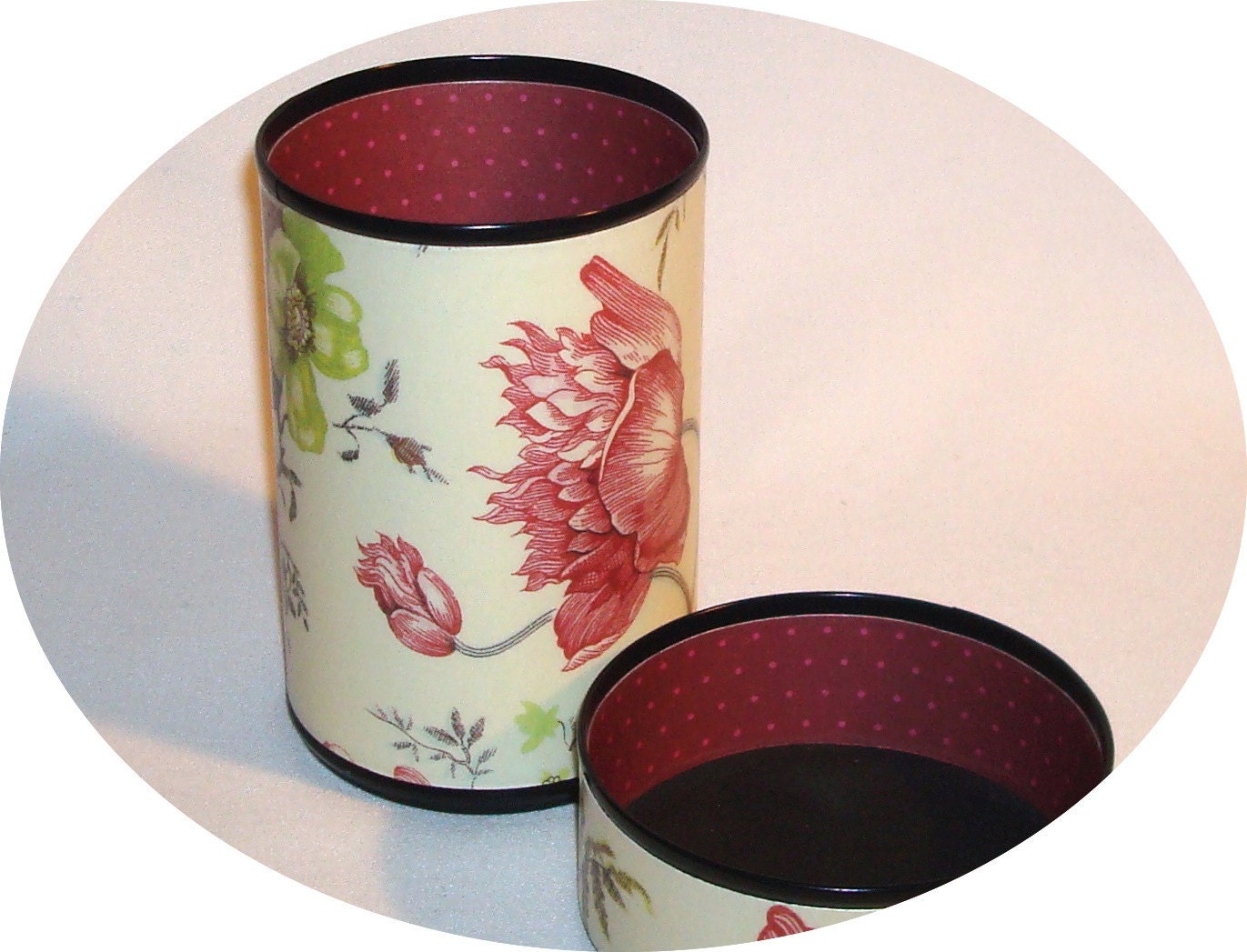 Oriental Floral Pencil Holder Desk Accessory Set No. 105