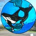 Orca in the Ocean stained glass window Cling