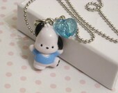 Hello Kitty Pochacco Blue Heart Charm Necklace