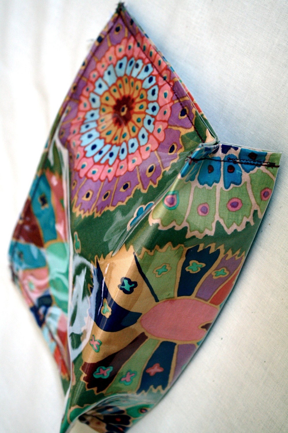 pink and green floral handmade zippered pouch