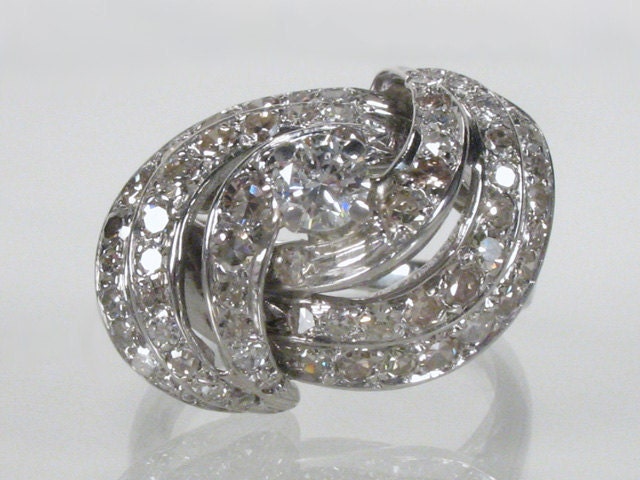 Vintage Diamond Cocktail Ring - 1.23 Carats Diamonds Total Weight - Appraisal Included