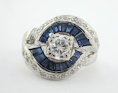 Antique Diamond Sapphire Cocktail Ring