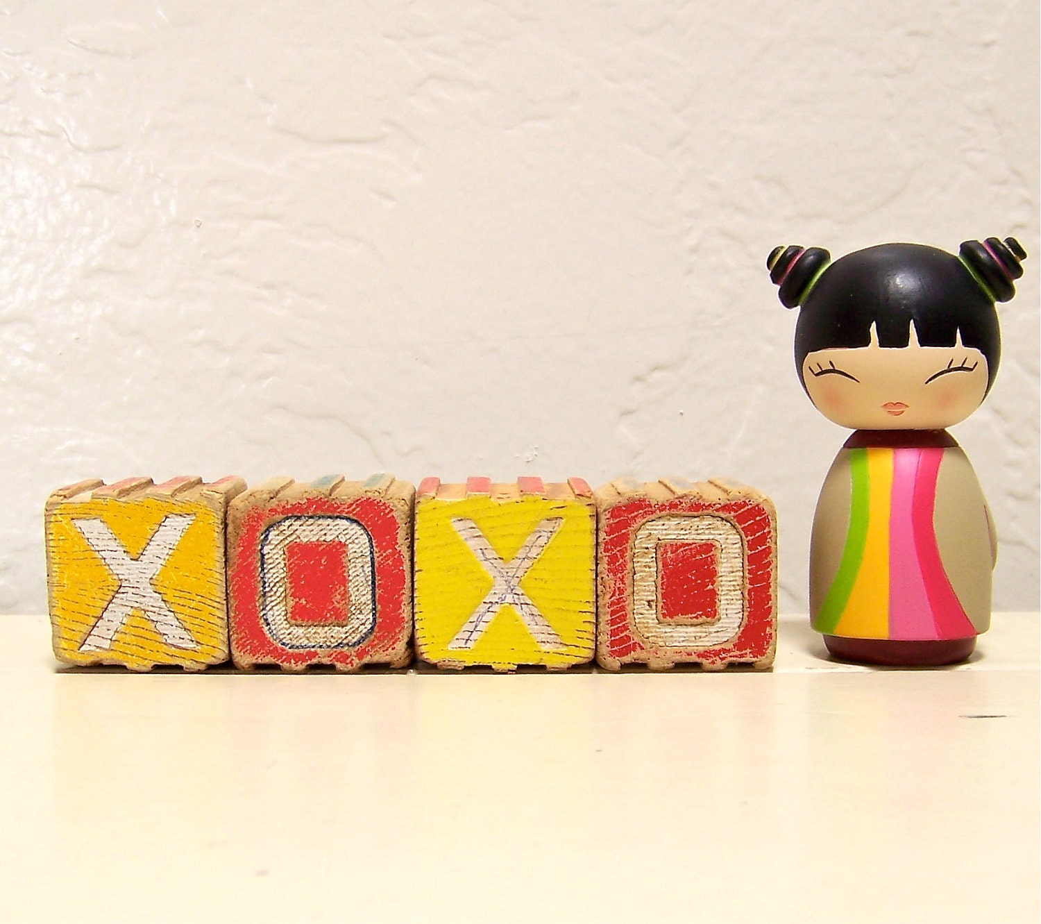 vintage wooden letter blocks - xoxo