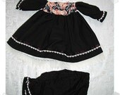Black Dress w/Printed Bodice for Doll/Handmade/FREE SHIPPING
