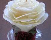 Rose Garden Pillar Candle - Unique Wedding Unity Candle, Gift, Great Gatsby, Victorian, Home Decor - White Beeswax, Roses - by Marcie Forest