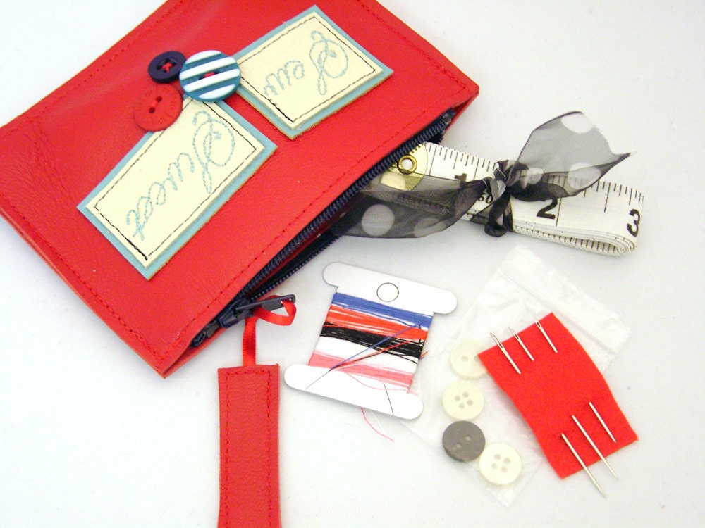Sewing Repair Kit Leather Purse. Sew Sweet. Made to order.