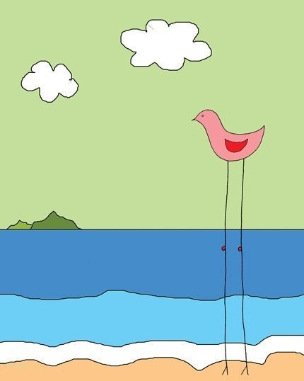 Knobby at the Beach ( 11x14 Children's Art Print)
