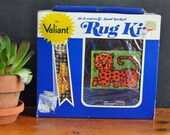 Vintage Latch Hook Kit Rug Wall Art 70s  Orange Leopard Guy
