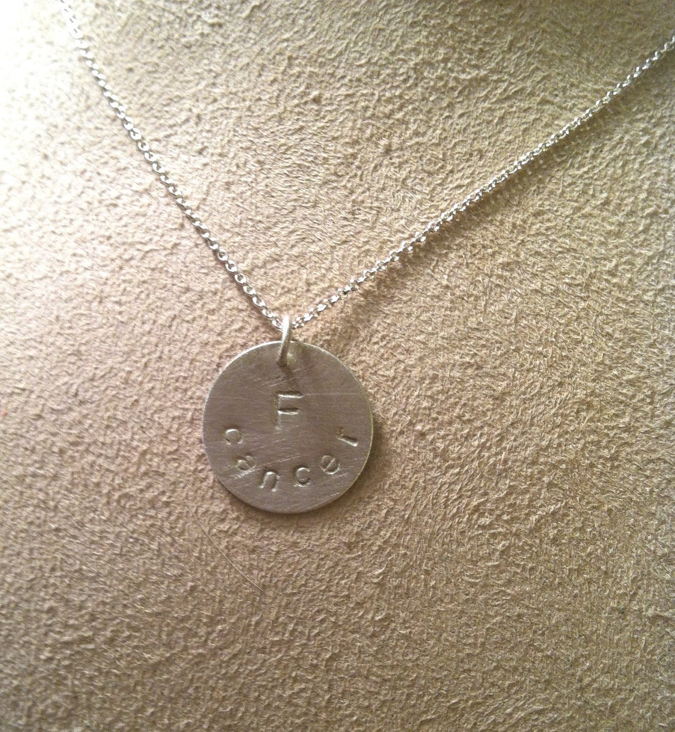 F cancer --round disc pendant