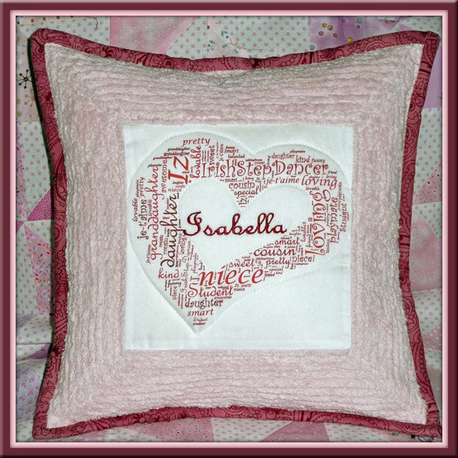 Custom Name Pillow for crib or bed using word art