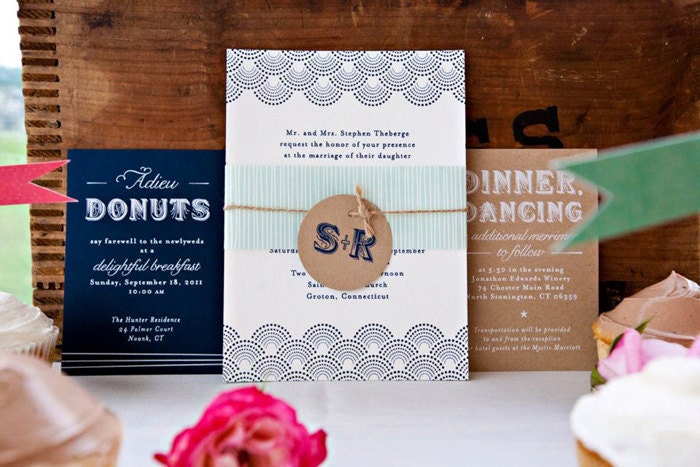 Dot and Flourish wedding invitation