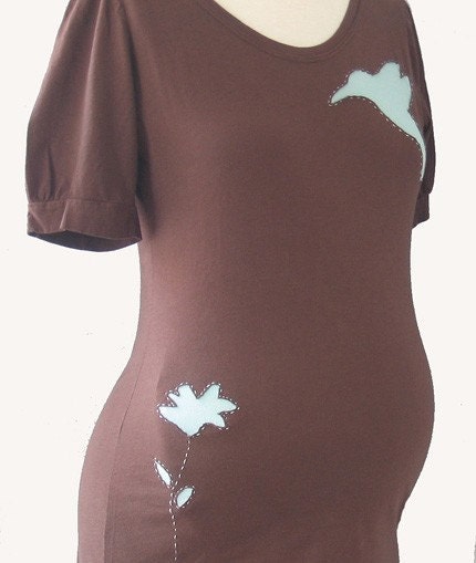 Hummingbird and Flower Maternity Cotton T-Shirt