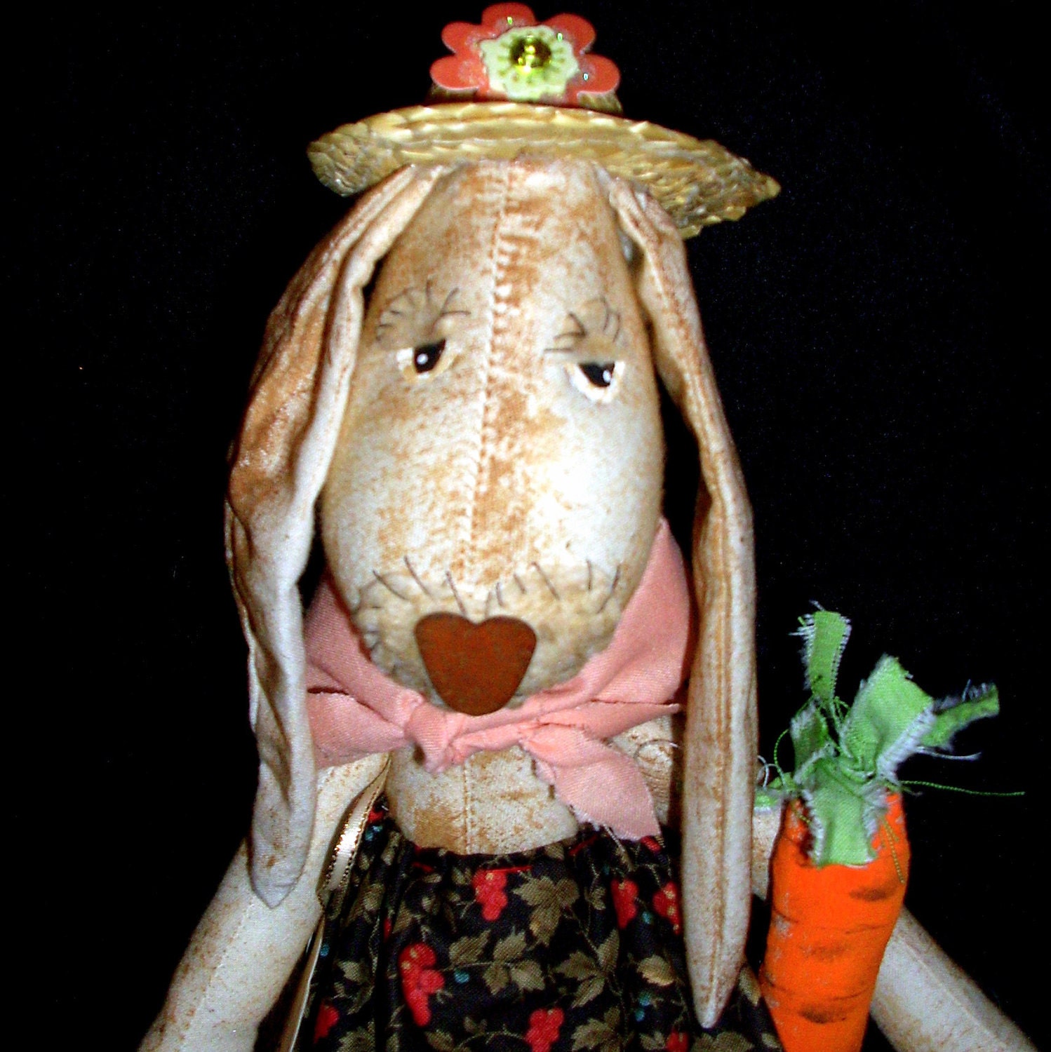 Rabbit Bunny Doll Handcrafted Folk Art style Primitive Cloth Doll Vintage Style Hare Easter Home Decor