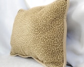 Pillow Leopard Print khaki, tan,  African animal, 12x16", with insert & piping