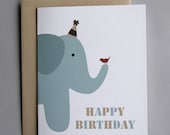 Elephant with Birds (Happy Birthday) A2 Folded Card