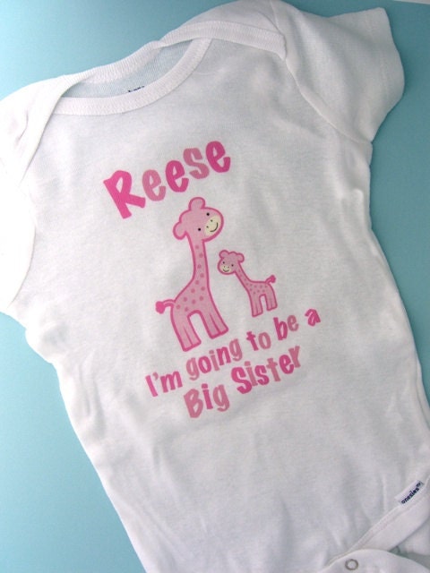 Big Sister Shirt, I'm Going to be a Big Sister Giraffe Tee Shirt, Cute Pink Giraffe Sister Shirt