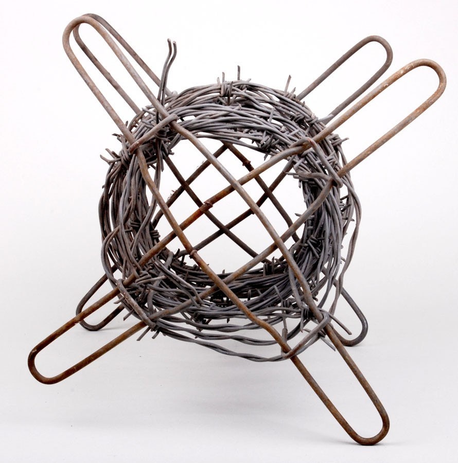 Vintage Barbed wire on bale  Industrial Awesome