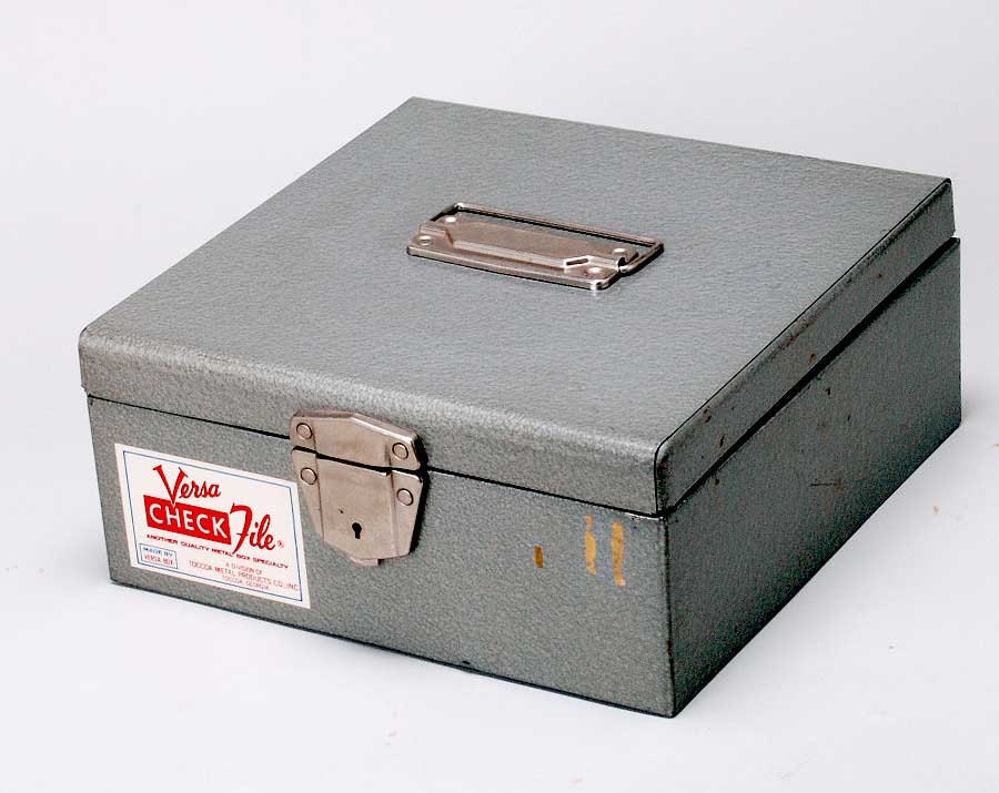 Vintage Gray  Metal cash box or storage case
