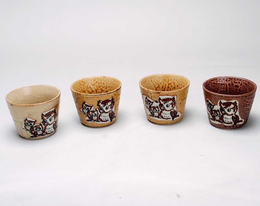 SALE Vintage Owl Planters set of 4