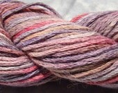 Hand Dyed Yarn, Alpaca and Pima Cotton, Worsted Weight - Lavender and Roses - OOAK