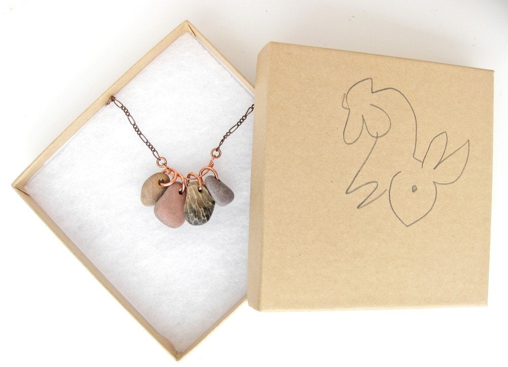 River Rocks Necklace, Gauguin - Natural stone jewelry - natural history necklace