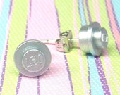 Little Silver Stud Earrings made from Genuine LEGO (r) Pieces