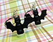 Bat Earrings with Glow in the Dark Bottoms made with New LEGO (r) Pieces