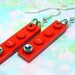 Ravishing Red Geek Chic Earrings made from LEGO (r) Pieces and Swarovski Crystals
