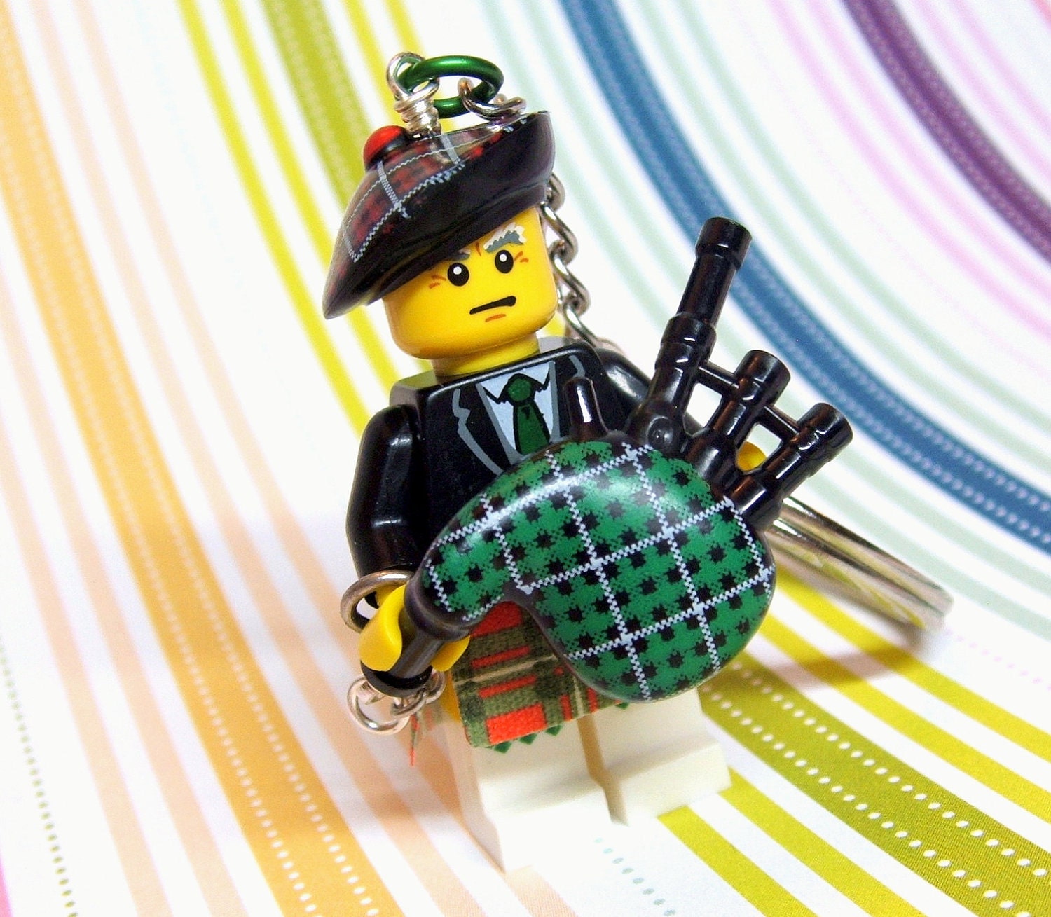 Bagpiper Keychain - made from Series 7 LEGO (r) Minifigure