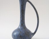 Vintage 60s Modern Blue Vessel Vase with Handle