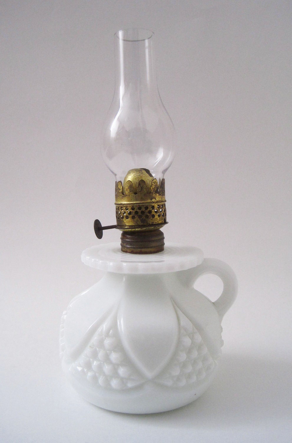Vintage Small Milk Glass Oil Lamp
