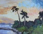 Original Oil Landscape Palette Knife Sunrise Painting, 6x8, OOAK, 7:15 a.m. October 18, Melbourne, FL